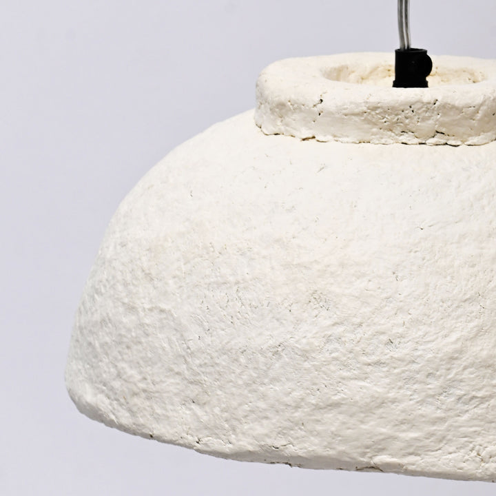 Handcrafted Paper Mache Pendant Light | White