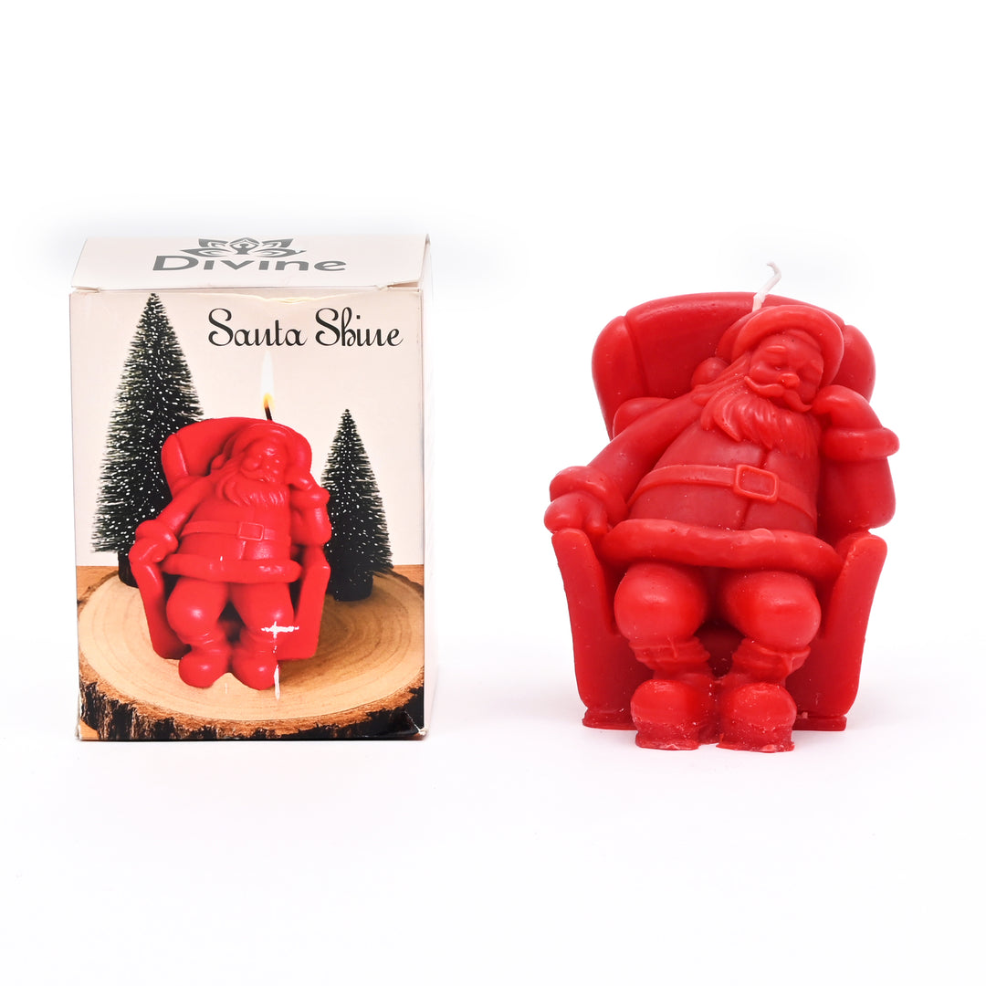 Seating Santa Candle | Red Decorative Christmas Candle, 3 x 3 x 4 Inch