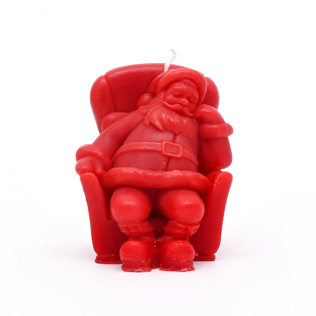 Seating Santa Candle | Red Decorative Christmas Candle, 3 x 3 x 4 Inch