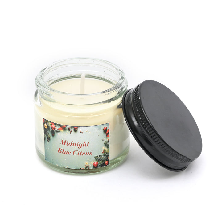 Christmas Decorative Candles | 60 ML Jars with Black Lid