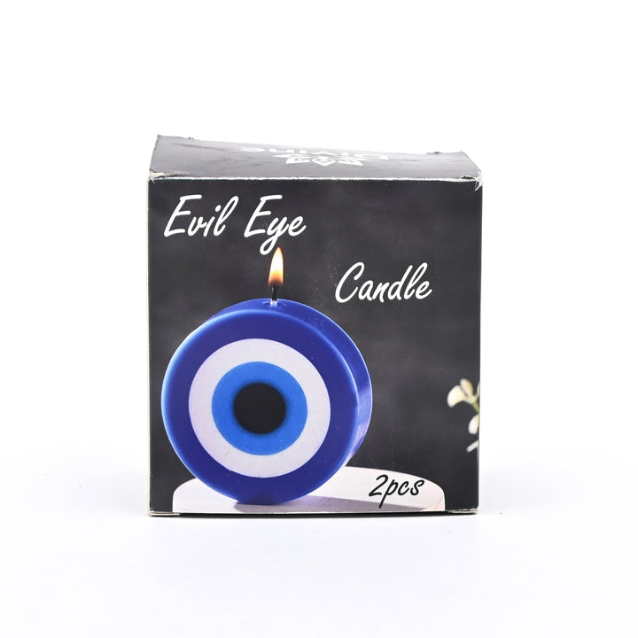 Round Evil Eye Candle | Blue & White, 2x3x3.2"