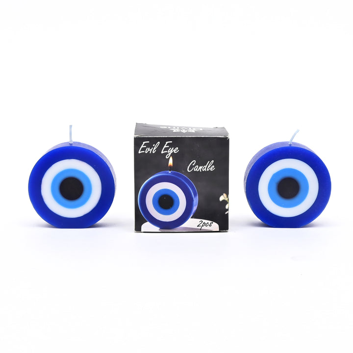 Round Evil Eye Candle | Blue & White, 2x3x3.2"