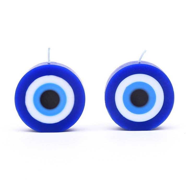 Round Evil Eye Candle | Blue & White, 2x3x3.2"