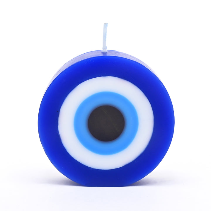 Round Evil Eye Candle | Blue & White, 2x3x3.2"