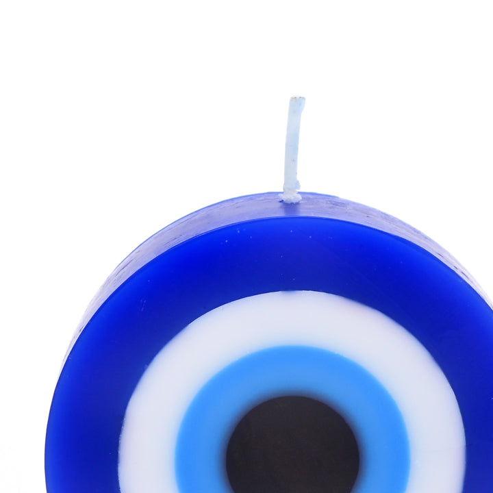 Round Evil Eye Candle | Blue & White, 2x3x3.2"