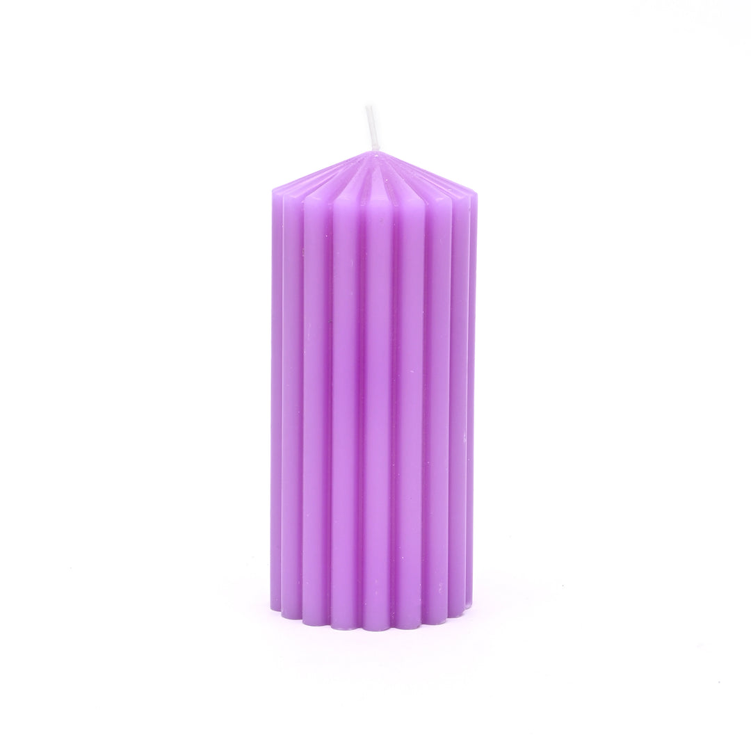 Ribbed Pillar Candle (Non-Scented) | 6.5 Inch