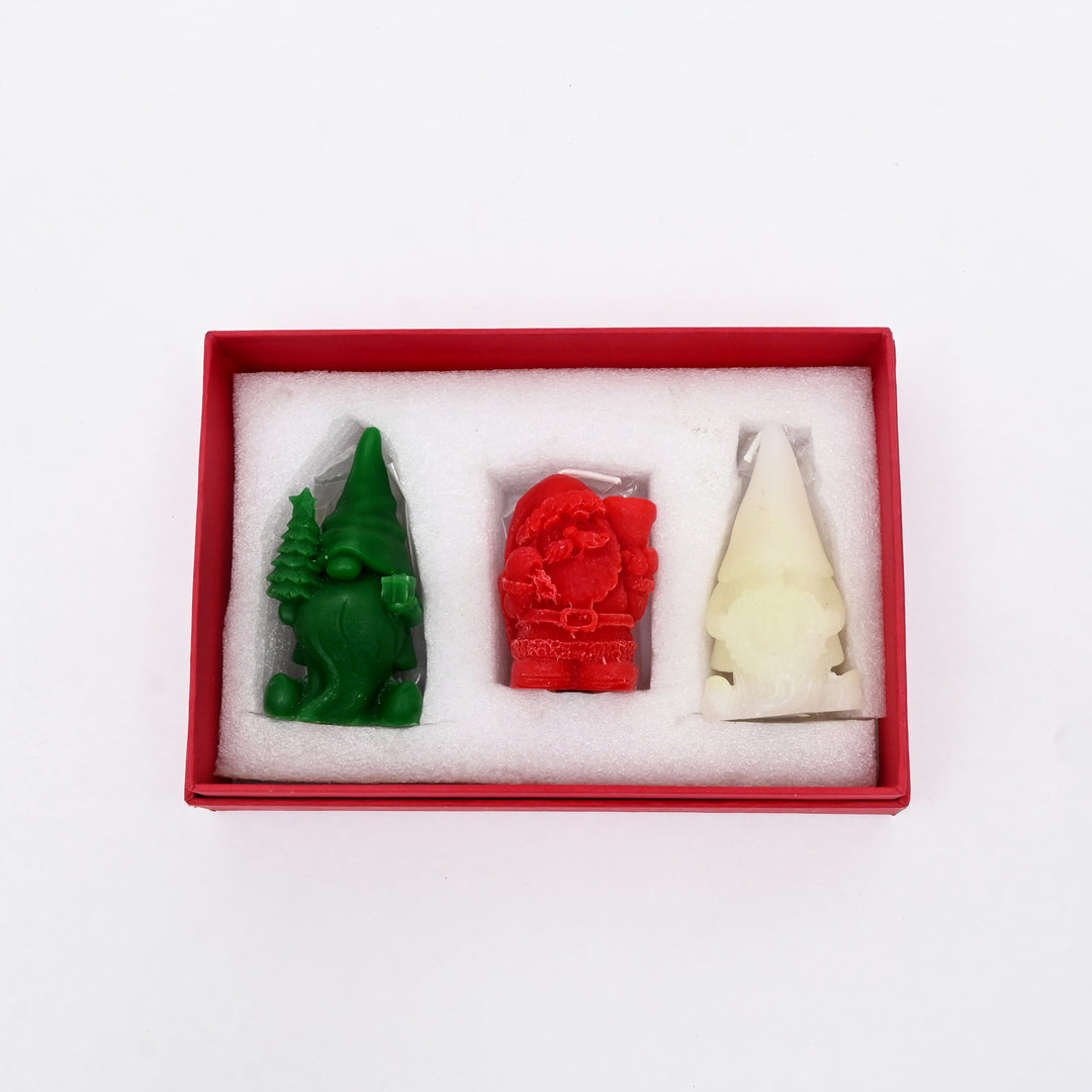 Santa Candle | Red, White & Green Christmas Decorative Candles | 5.3 x 8 x 2 Inch