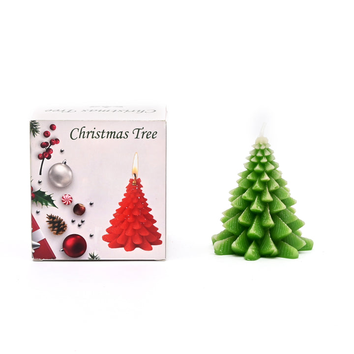 Green Christmas Tree Candle | Decorative Holiday Candle, 3.25 x 3.25 x 3.5 Inch