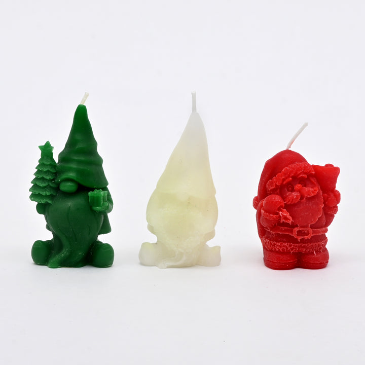 Santa Candle | Red, White & Green Christmas Decorative Candles | 5.3 x 8 x 2 Inch