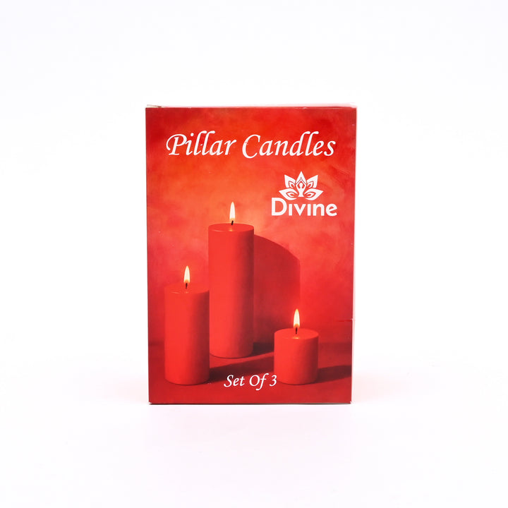 Christmas Pillar Candle (Non-Scented) | Red Decorative Holiday Candles, 3.5 x 5 x 7.5 Inch