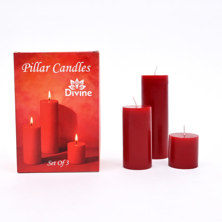 Christmas Pillar Candle (Non-Scented) | Red Decorative Holiday Candles, 3.5 x 5 x 7.5 Inch
