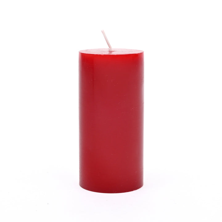 Christmas Pillar Candle (Non-Scented) | Red Decorative Holiday Candles, 3.5 x 5 x 7.5 Inch