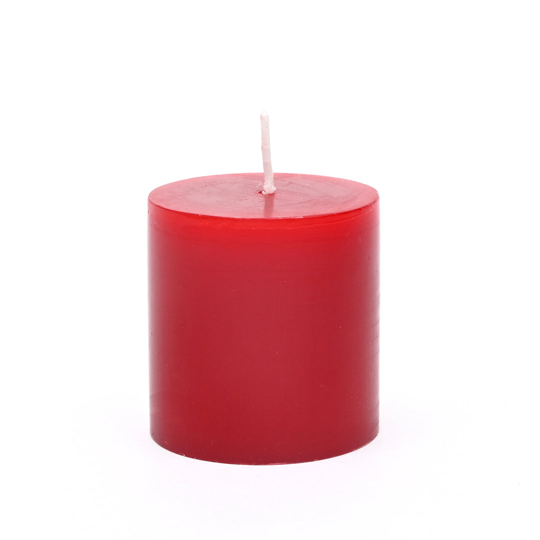 Christmas Pillar Candle (Non-Scented) | Red Decorative Holiday Candles, 3.5 x 5 x 7.5 Inch