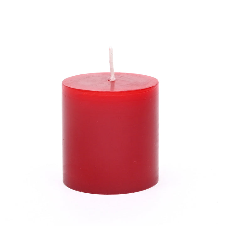 Christmas Pillar Candle (Non-Scented) | Red Decorative Holiday Candles, 3.5 x 5 x 7.5 Inch