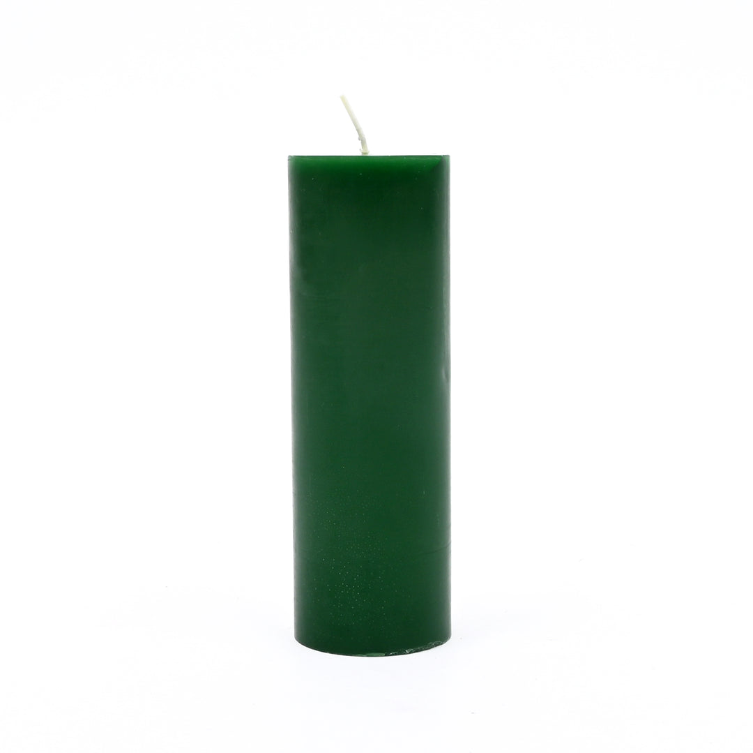 Christmas Pillar Candle (Non-Scented) | Green Decorative Holiday Candles, 3.5 x 5 x 7.5 Inch