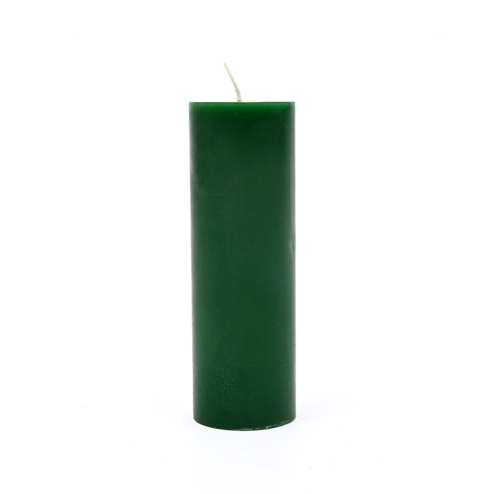Christmas Pillar Candle (Non-Scented) | Green Decorative Holiday Candles, 3.5 x 5 x 7.5 Inch