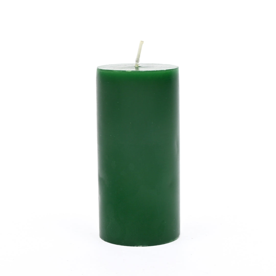 Christmas Pillar Candle (Non-Scented) | Green Decorative Holiday Candles, 3.5 x 5 x 7.5 Inch