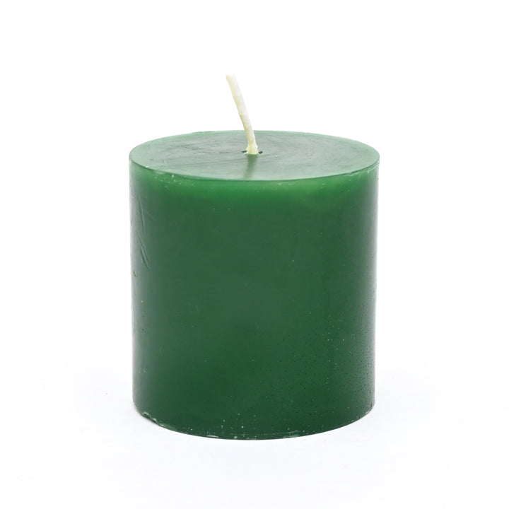 Christmas Pillar Candle (Non-Scented) | Green Decorative Holiday Candles, 3.5 x 5 x 7.5 Inch