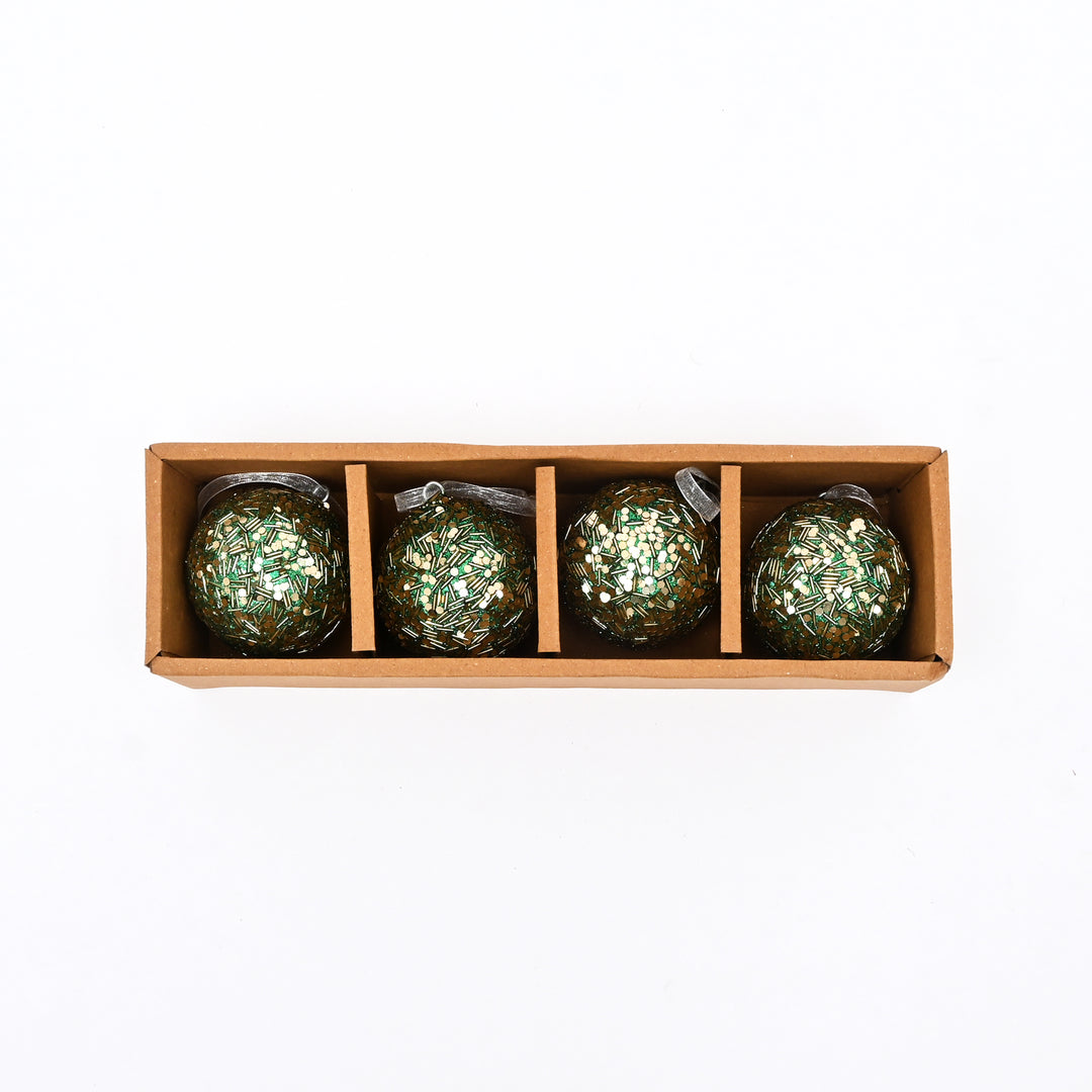 Green Beaded Hanging Ball Ornaments
