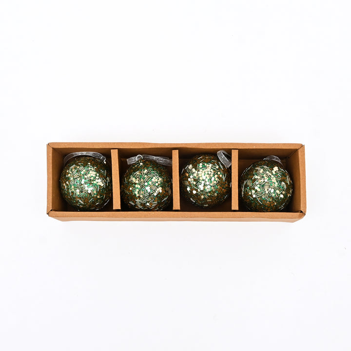 Green Beaded Hanging Ball Ornaments