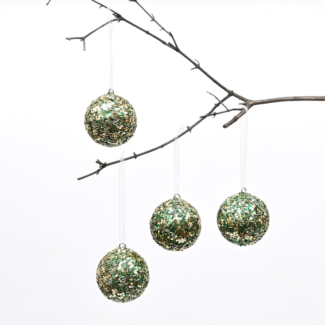 Green Beaded Hanging Ball Ornaments