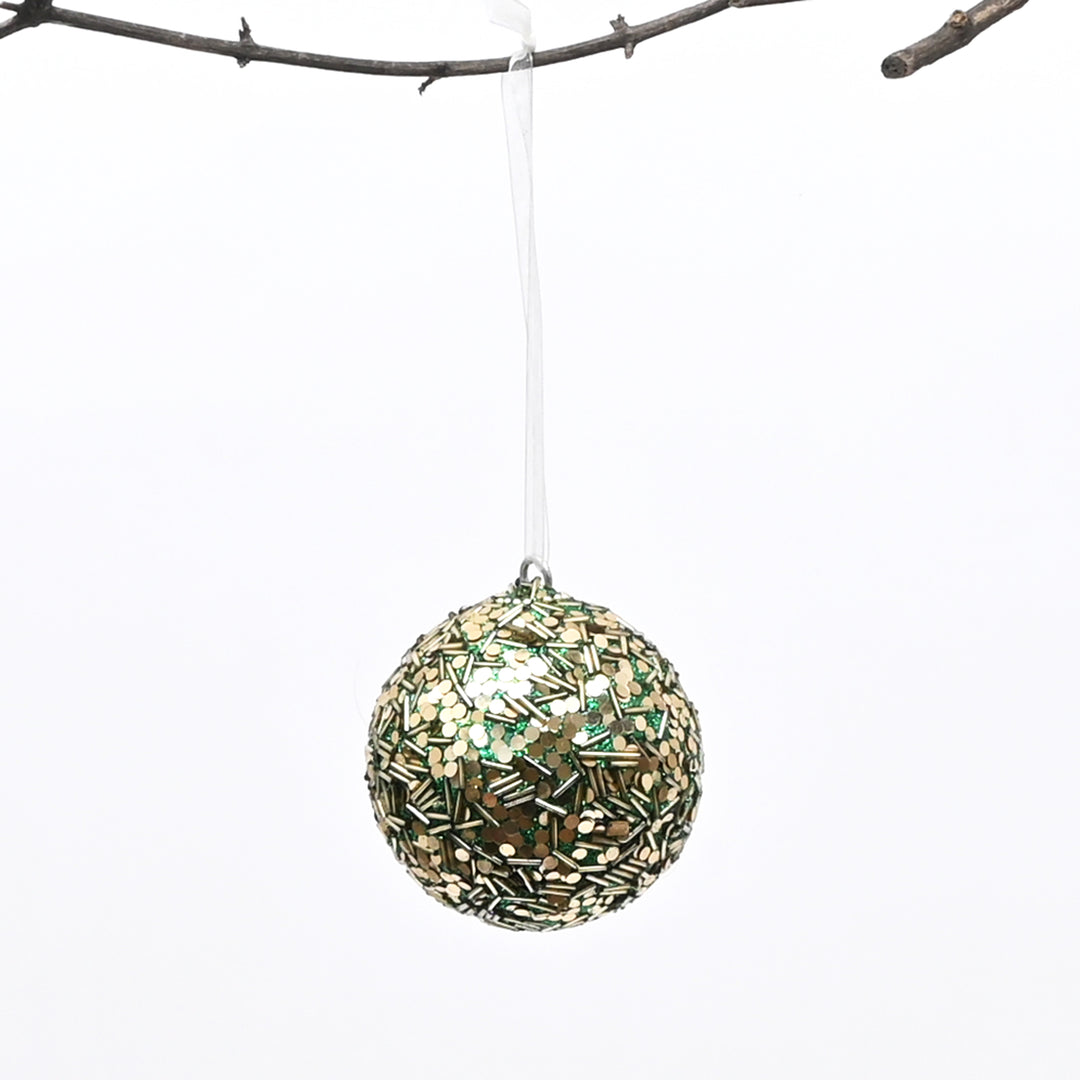 Green Beaded Hanging Ball Ornaments