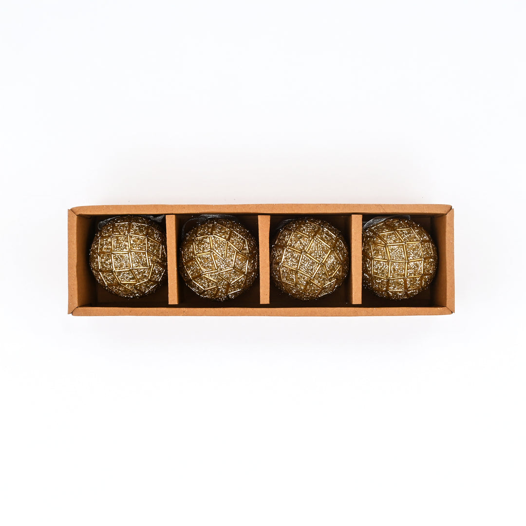 Gold Beaded Hanging Ball Ornaments