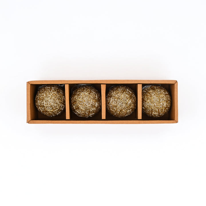 Gold Beaded Hanging Ball Ornaments