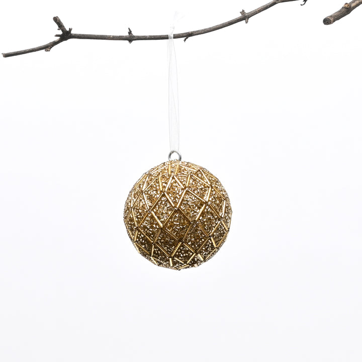Gold Beaded Hanging Ball Ornaments