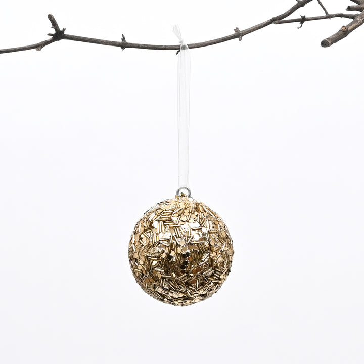 Gold Beaded Hanging Ball Ornaments | Christmas Décor