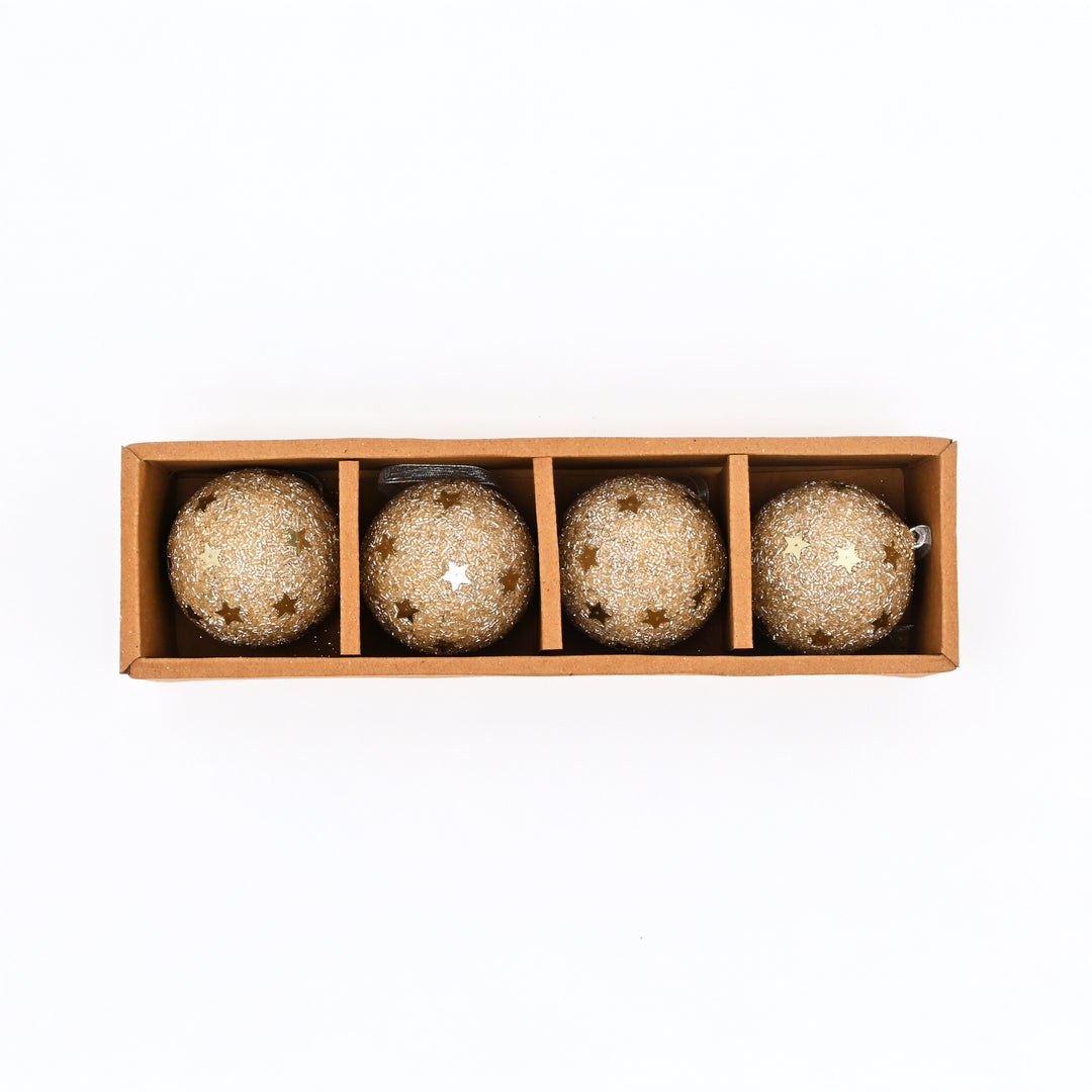 Gold Beaded Hanging Ball Ornaments
