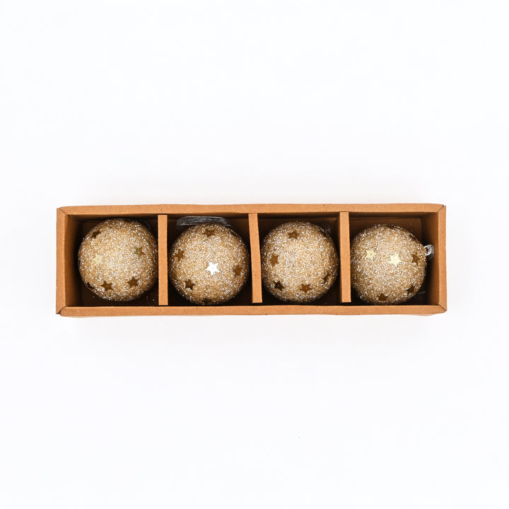 Gold Beaded Hanging Ball Ornaments