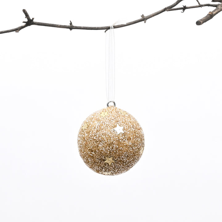 Gold Beaded Hanging Ball Ornaments