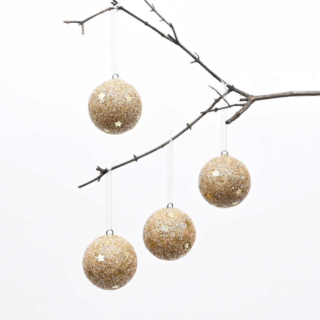 Gold Beaded Hanging Ball Ornaments