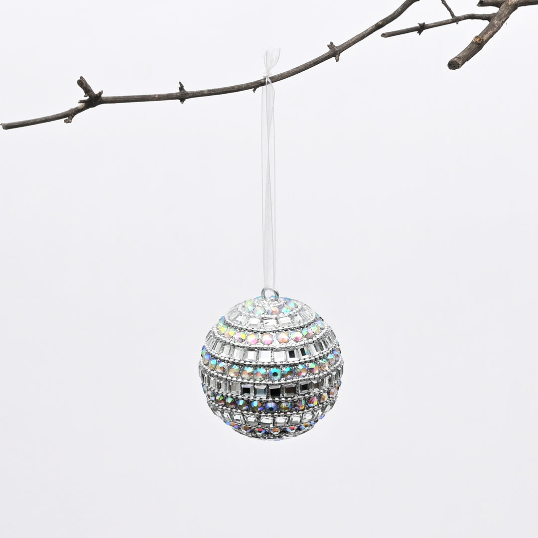 Silver Beaded Hanging Ball Ornaments