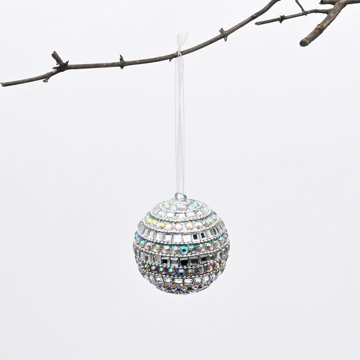 Silver Beaded Hanging Ball Ornaments