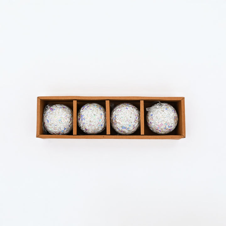 White Beaded Hanging Ball Ornaments