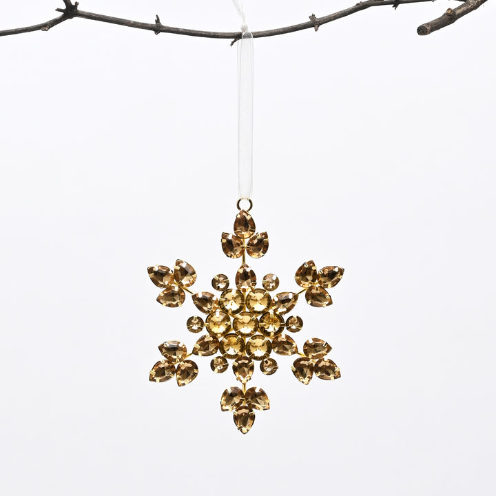 Gold Beaded Snowflake | Christmas Hanging Ornament