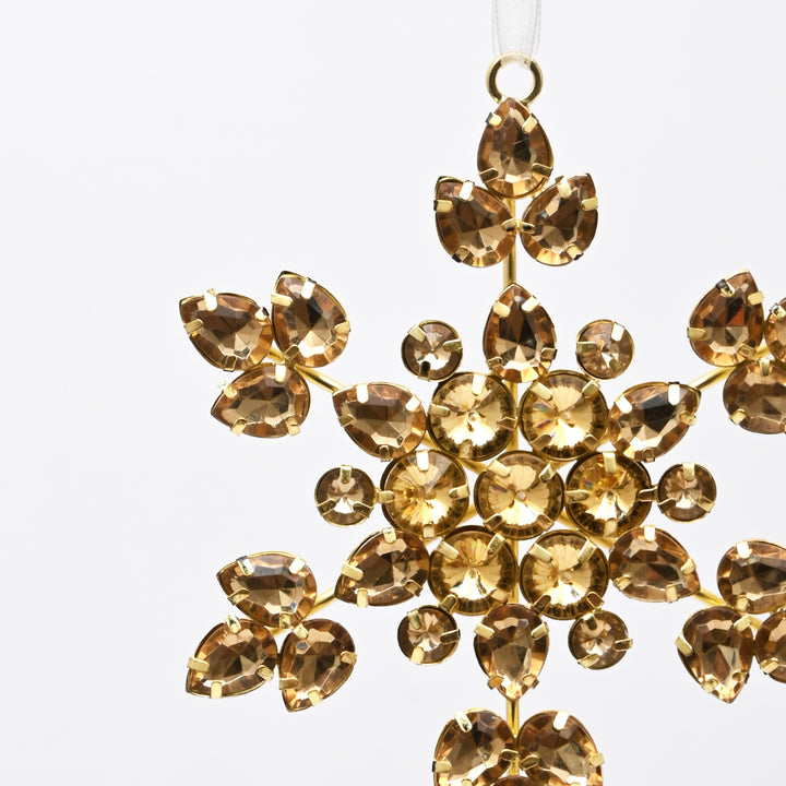 Gold Beaded Snowflake | Christmas Hanging Ornament