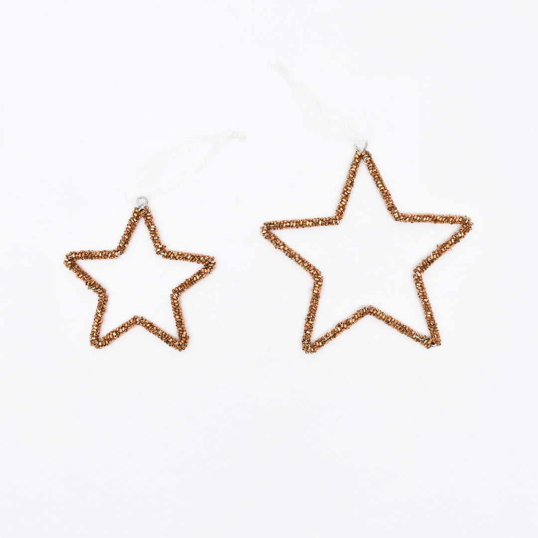 Bronze Beaded Star Christmas Hanging Ornaments