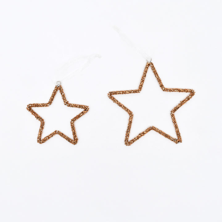 Bronze Beaded Star Christmas Hanging Ornaments