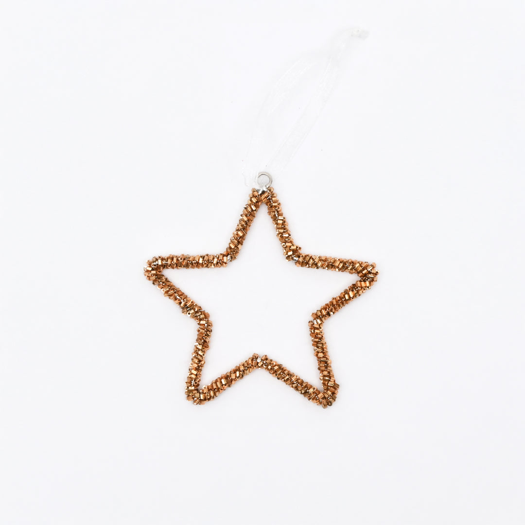 Bronze Beaded Star Christmas Hanging Ornaments