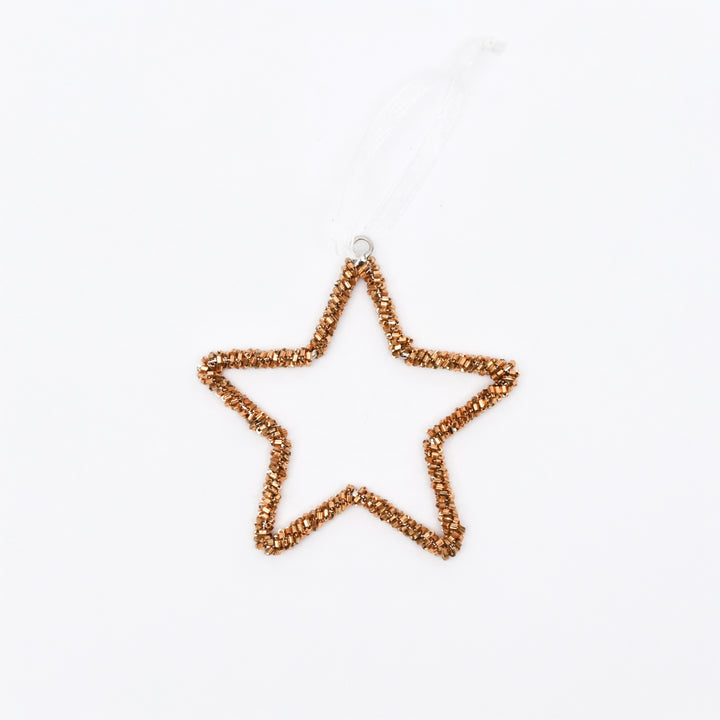 Bronze Beaded Star Christmas Hanging Ornaments