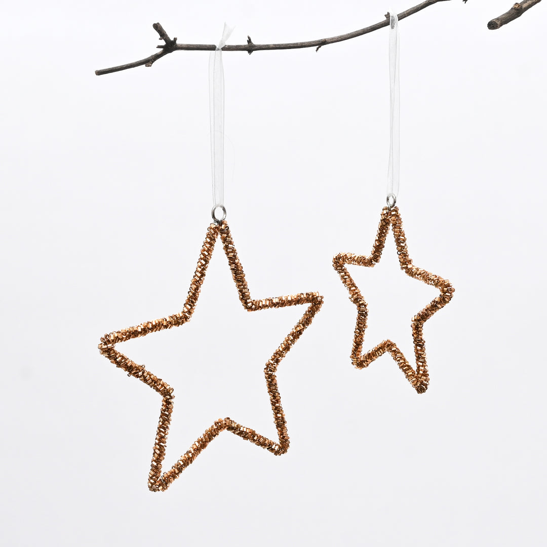 Bronze Beaded Star Christmas Hanging Ornaments