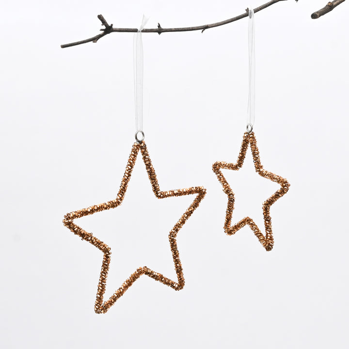 Bronze Beaded Star Christmas Hanging Ornaments