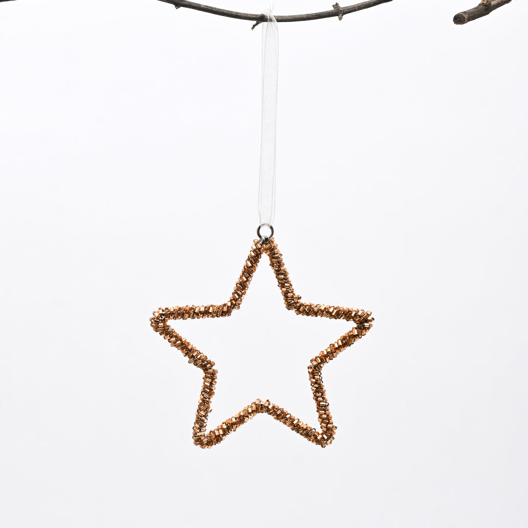 Bronze Beaded Star Christmas Hanging Ornaments