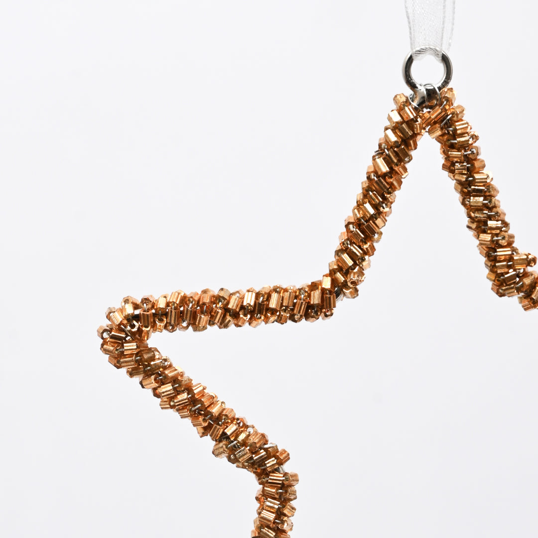 Bronze Beaded Star Christmas Hanging Ornaments
