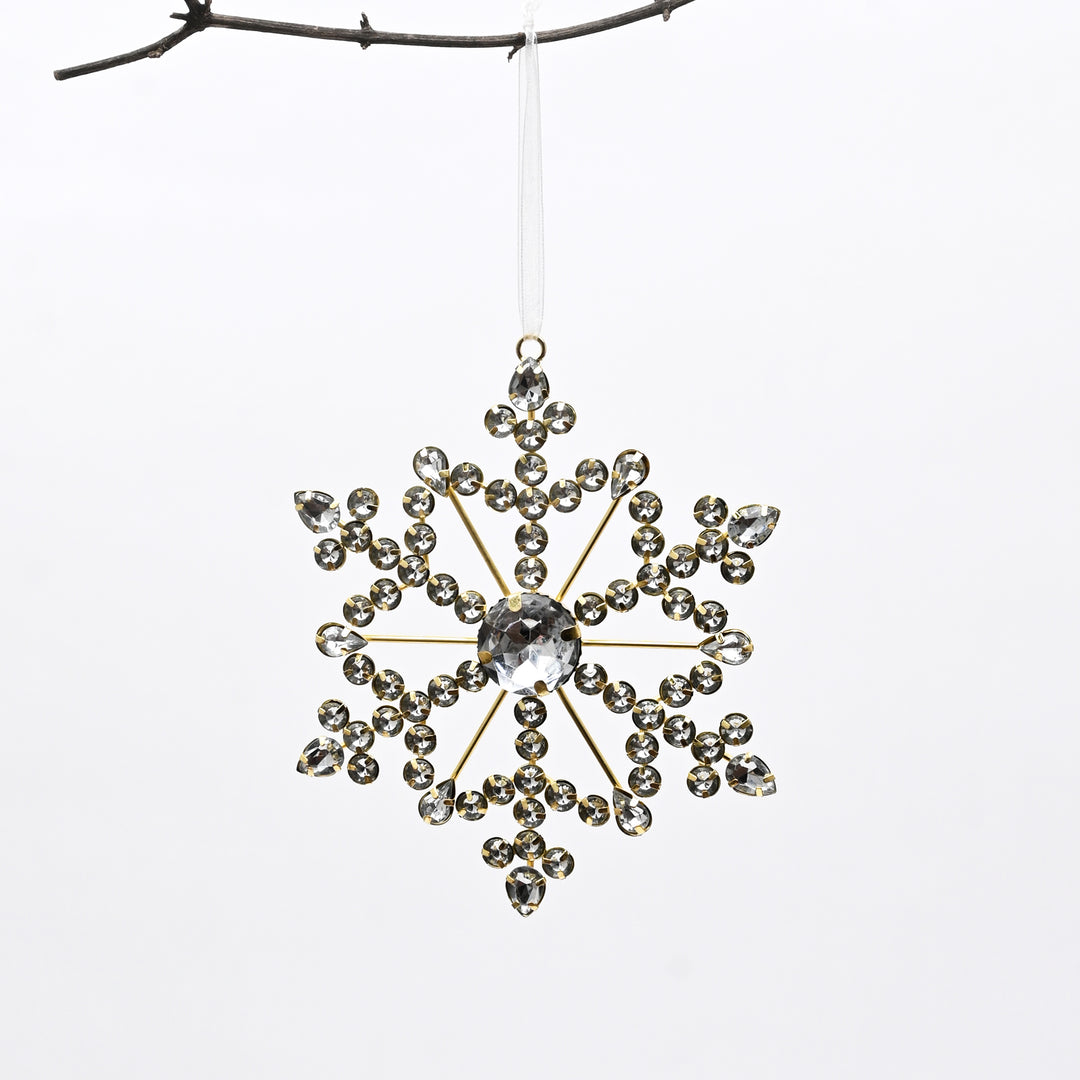 Silver Beaded Snowflake | Christmas Hanging Ornament