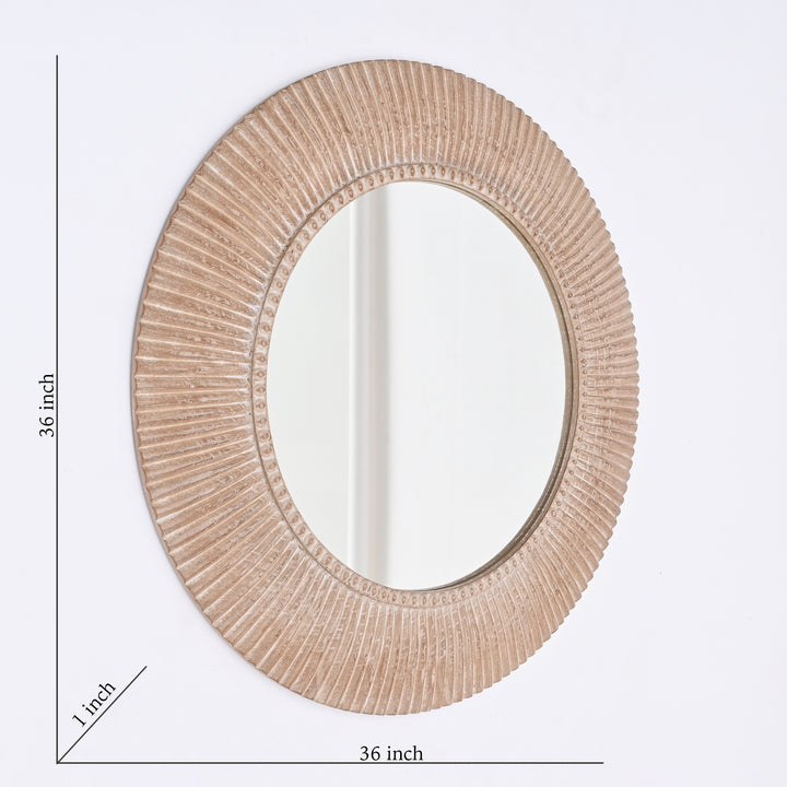 Wooden Wall Mirror | Rustic Farmhouse Style Hand Carved Frame | Handmade Vintage Home Decor | Living Room, Bedroom & Entryway Accent | 36"