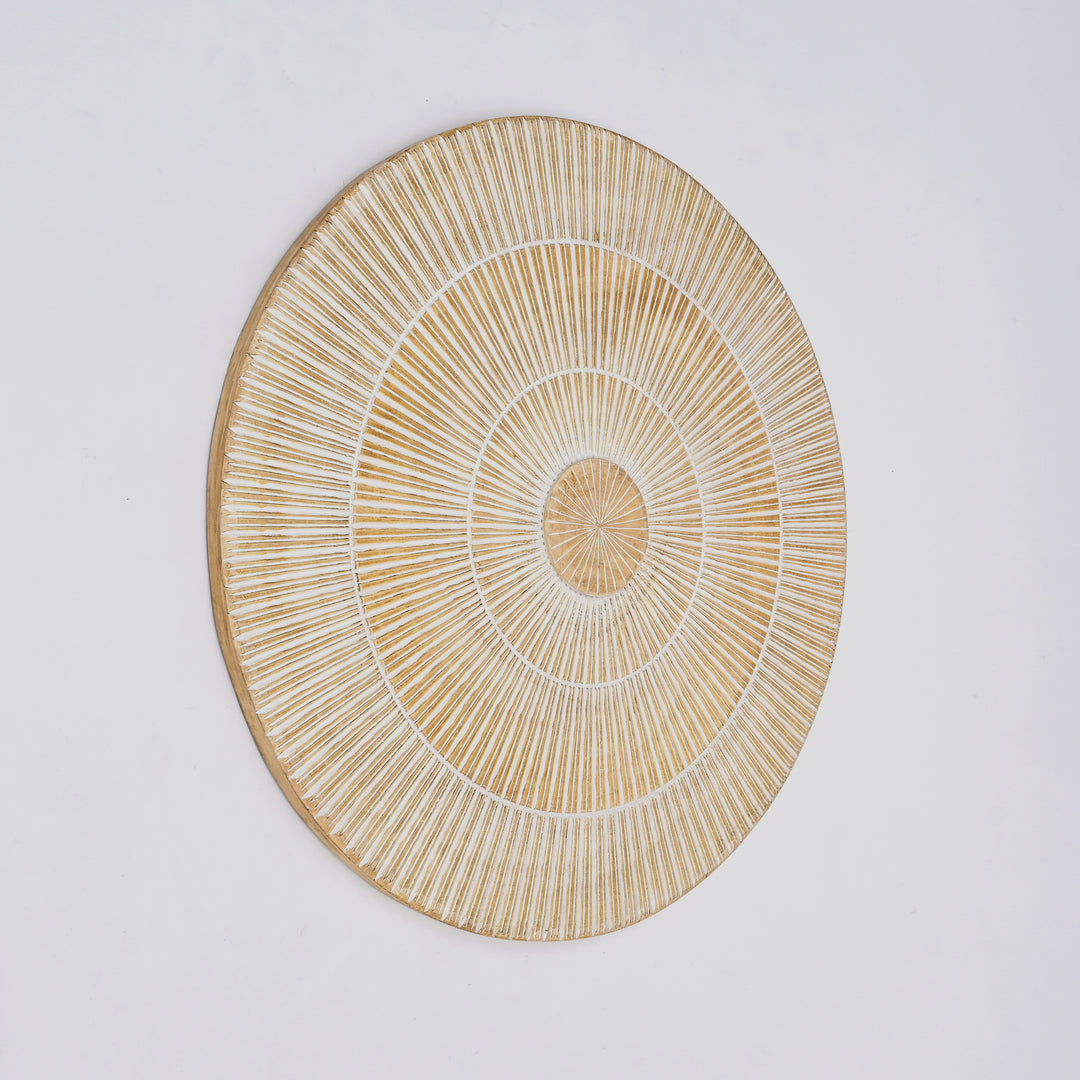 Wooden Wall Decor | Hand Carved Round Wall Accent | 36" Handmade Solid Wood Wall Art | Living Room, Bedroom & Entryway